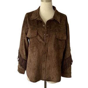 Brown Suede Leather Jacket with Fringe
